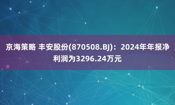 京海策略 丰安股份(870508.BJ)：2024年年报净利润为3296.24万元