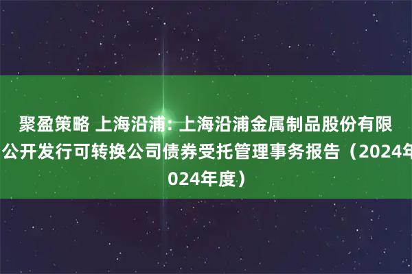 聚盈策略 上海沿浦: 上海沿浦金属制品股份有限公司公开发行可转换公司债券受托管理事务报告（2024年度）