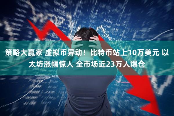 策略大赢家 虚拟币异动！比特币站上10万美元 以太坊涨幅惊人 全市场近23万人爆仓