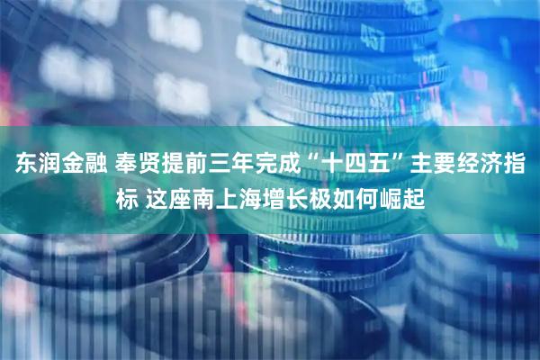 东润金融 奉贤提前三年完成“十四五”主要经济指标 这座南上海增长极如何崛起